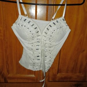 Body Central White Lace-Up Top